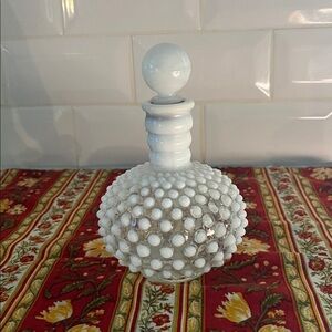 Vintage Fenton Opalescent Milk Glass Hobnail Bottle Art glass 1950’s